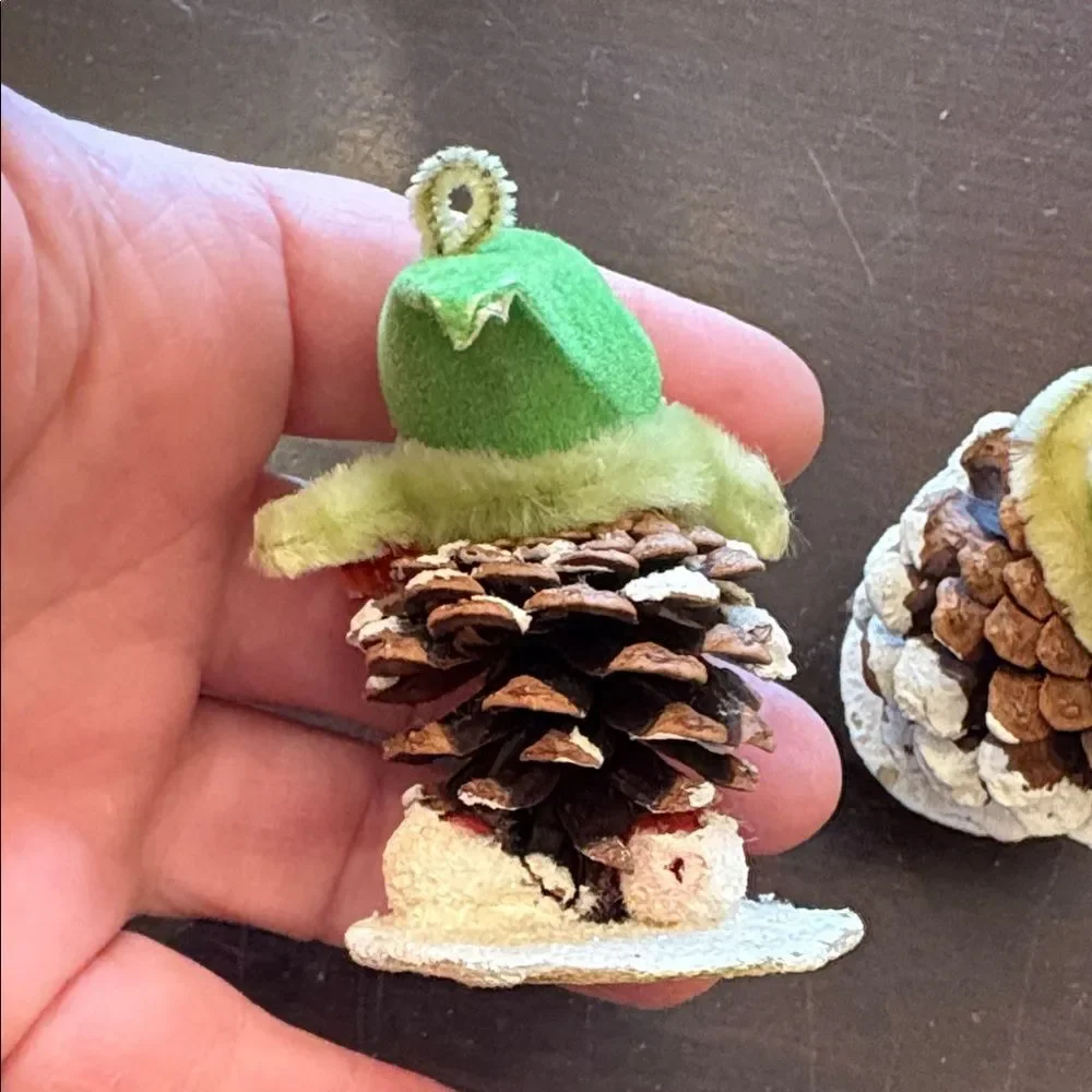 Vintage Pinecone Elf Japan Putz Ornaments